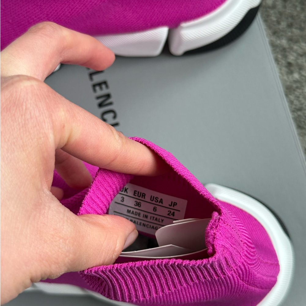 Balenciaga Speed Socks 2.0 Knit Sneaker w/ Bicolor Sole Pink/White - Picture 8 of 10